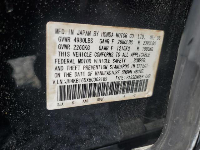 JH4KB165X6C009189 - 2006 ACURA RL 黑色 照片 12