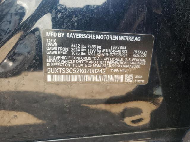 5UXTS3C52K0Z08242 - 2019 BMW X3 XDRIVEM40I BLACK photo 12