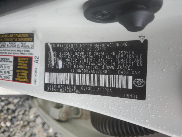 4T1BK3DB2AU370680 - 2010 TOYOTA AVALON XL თეთრი ფოტო 13