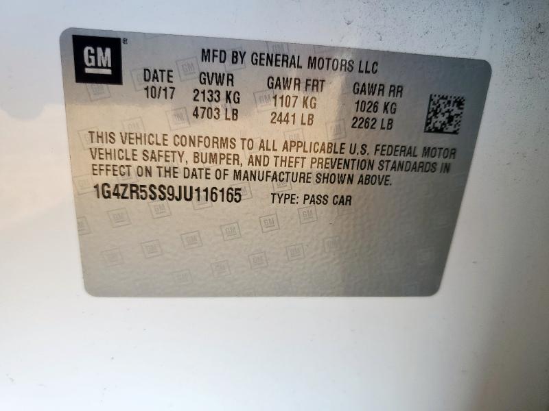 1G4ZR5SS9JU116165 - 2018 BUICK LACROSSE PREMIUM أبيض صورة 13