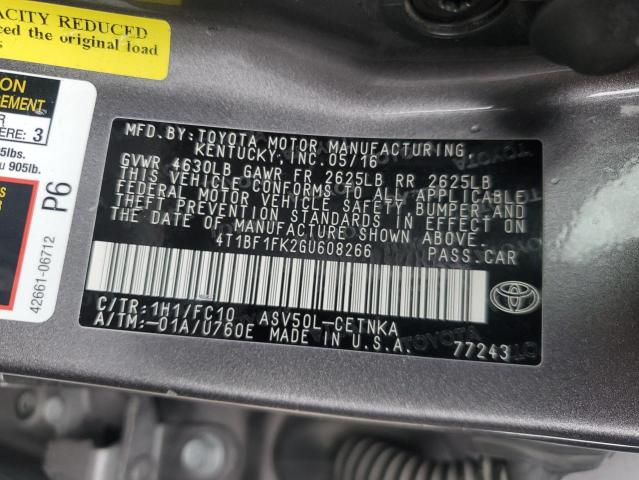 4T1BF1FK2GU608266 - 2016 TOYOTA CAMRY LE GRAY photo 12