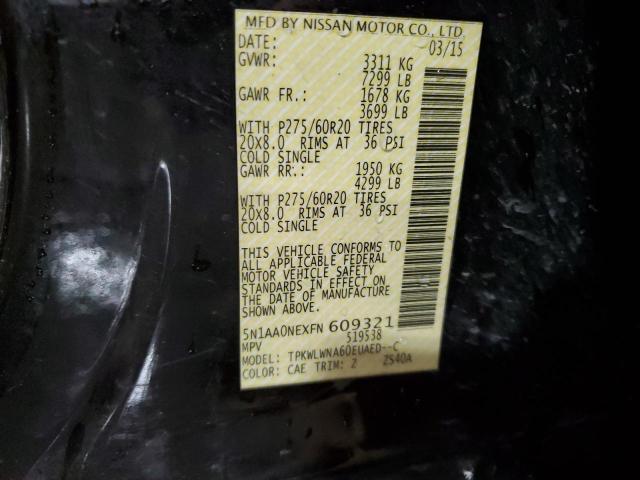5N1AA0NEXFN609321 - 2015 NISSAN ARMADA PLATINUM ყავისფერი ფოტო 13