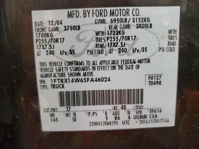 1FTRX14W65FA46024 - 2005 FORD F150 GRAY photo 12