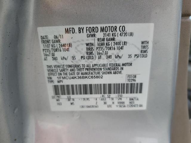 1FMCU4K36BKC65802 - 2011 FORD ESCAPE HYBRID SILVER photo 13