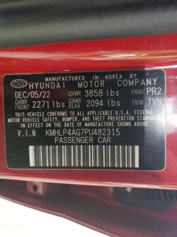 KMHLP4AG7PU482315 - 2023 HYUNDAI ELANTRA LIMITED RED photo 12