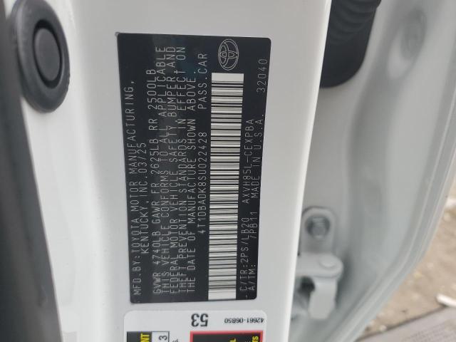 4T1DBADK8SU022428 - 2025 TOYOTA CAMRY XSE 白色 照片 12