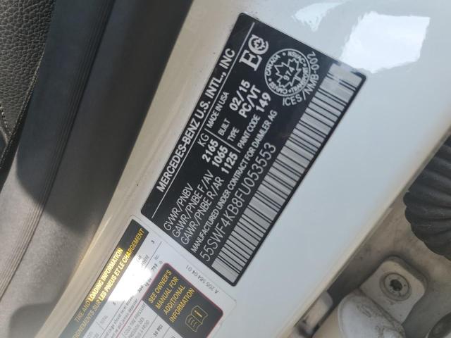 55SWF4KB8FU053553 - 2015 MERCEDES-BENZ C 300 4MATIC WHITE photo 12
