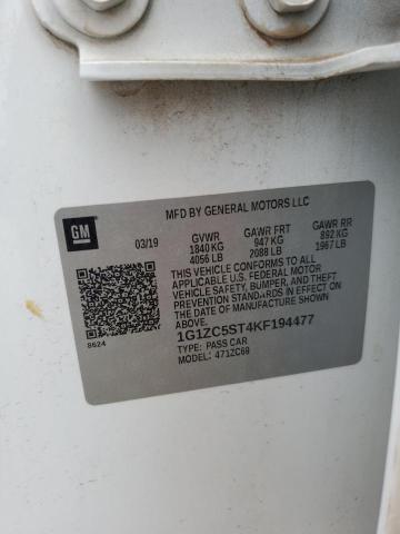 1G1ZC5ST4KF194477 - 2019 CHEVROLET MALIBU LS Սպիտակ լուսանկար 12