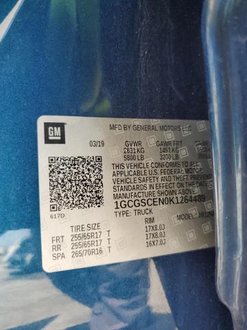 1GCGSCEN0K1264489 - 2019 CHEVROLET COLORADO LT BLUE photo 12