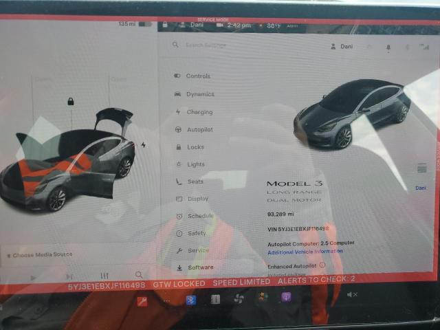 5YJ3E1EBXJF116498 - 2018 TESLA MODEL 3 Gris foto 9