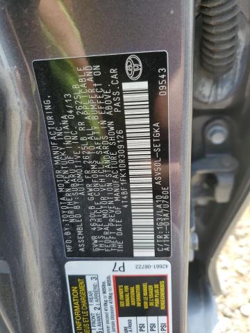 4T4BF1FK1DR309126 - 2013 TOYOTA CAMRY L 灰色 照片 12