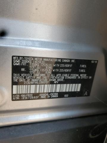 2T3G1RFV4LC060707 - 2020 TOYOTA RAV4 LE ვერცხლისფერი ფოტო 12