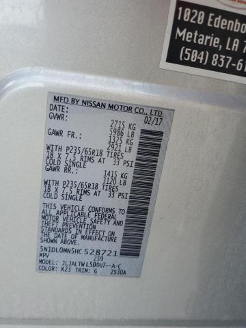 5N1DL0MN5HC528721 - 2017 INFINITI QX60 SILVER photo 13