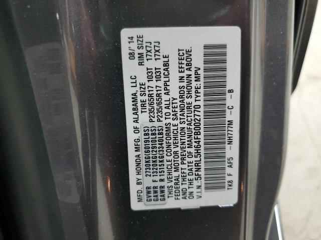 5FNRL5H64FB002770 - 2015 HONDA ODYSSEY EXL GRAY photo 13