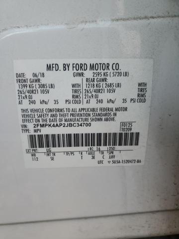 2FMPK4AP2JBC34700 - 2018 FORD EDGE SPORT Ağ foto 13