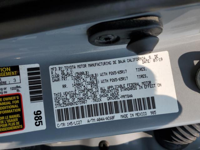 3TMCZ5AN8KM273987 - 2019 TOYOTA TACOMA DOUBLE CAB GRAY photo 12