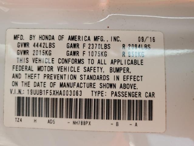 19UUB1F5XHA003063 - 2017 ACURA TLX TECH WHITE photo 12