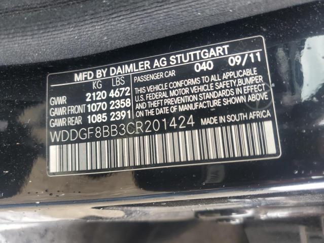 WDDGF8BB3CR201424 - 2012 MERCEDES-BENZ C 300 4MATIC BLACK photo 12