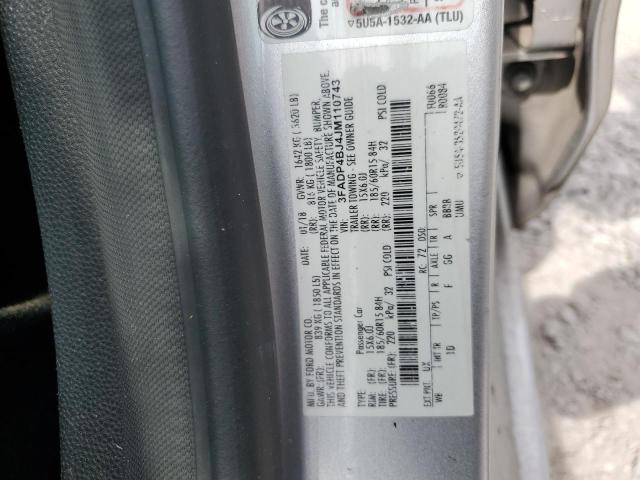 3FADP4BJ4JM110743 - 2018 FORD FIESTA SE ვერცხლისფერი ფოტო 12