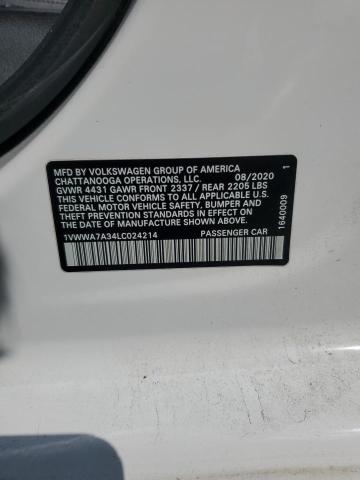 1VWWA7A34LC024214 - 2020 VOLKSWAGEN PASSAT SE Blanco foto 12
