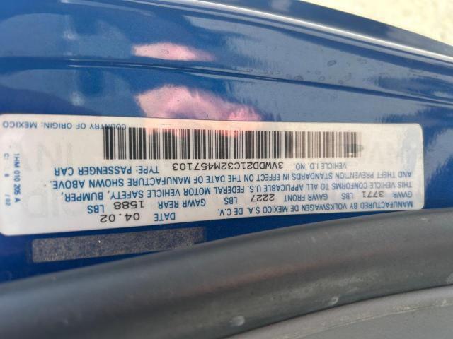 3VWDD21C32M457103 - 2002 VOLK NEW BEETLE GLX 蓝色 照片 10