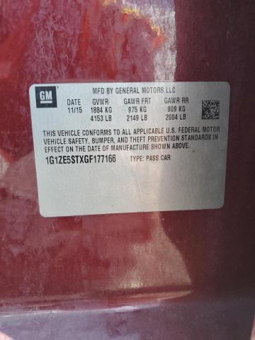 1G1ZE5STXGF177166 - 2016 CHEVROLET MALIBU LT BURGUNDY photo 12