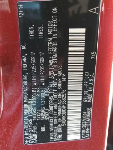 5TDYK3DC4FS562976 - 2015 TOYOTA SIENNA XLE RED photo 13