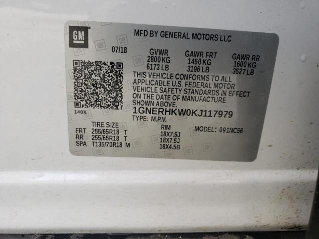 1GNERHKW0KJ117979 - 2019 CHEVROLET TRAVERSE LT WHITE photo 13