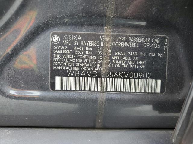 WBAVD13556KV00902 - 2006 BMW 325 XI GRAY photo 12