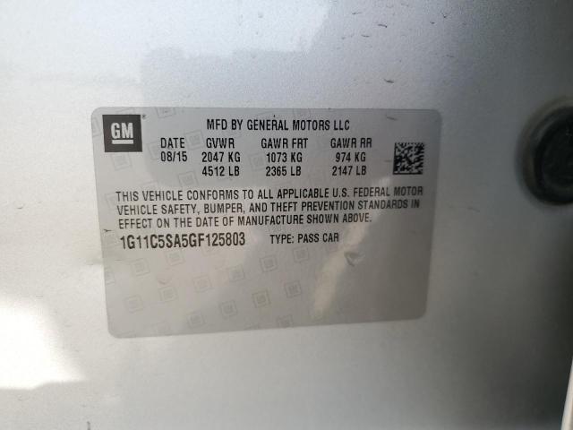 1G11C5SA5GF125803 - 2016 CHEVROLET MALIBU LIM LT SILVER photo 12