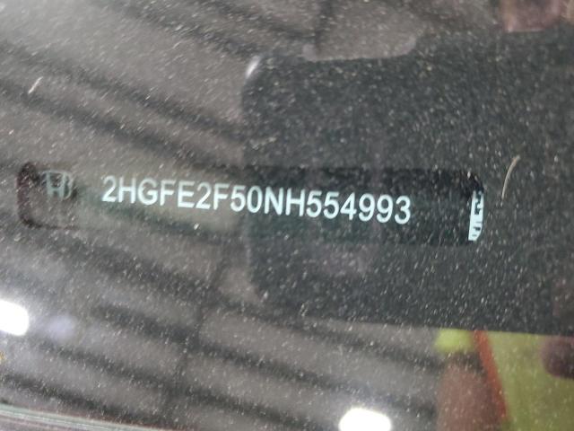 2HGFE2F50NH554993 - 2022 HONDA CIVIC SPORT 红色 照片 12