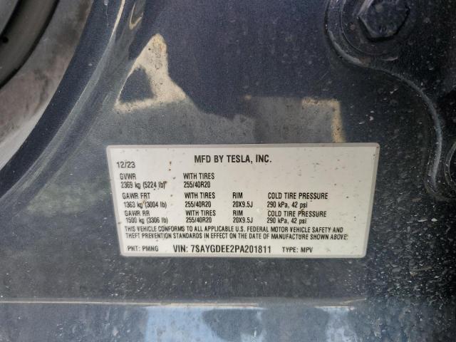 7SAYGDEE2PA201811 - 2023 TESLA MODEL Y GRAY photo 12