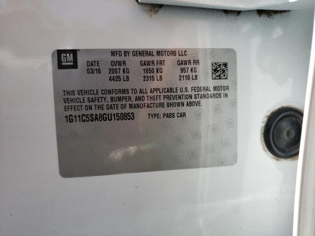 1G11C5SA8GU150853 - 2016 CHEVROLET MALIBU LIM LT 白色 照片 12