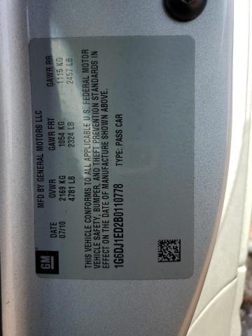 1G6DJ1ED2B0110778 - 2011 CADILLAC CTS PERFORMANCE COLLECTION Серебристый фото 12