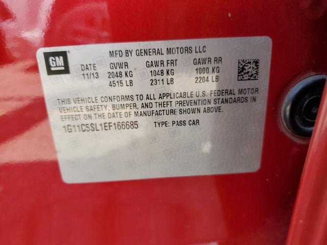 1G11C5SL1EF166685 - 2014 CHEVROLET MALIBU 1LT RED photo 12