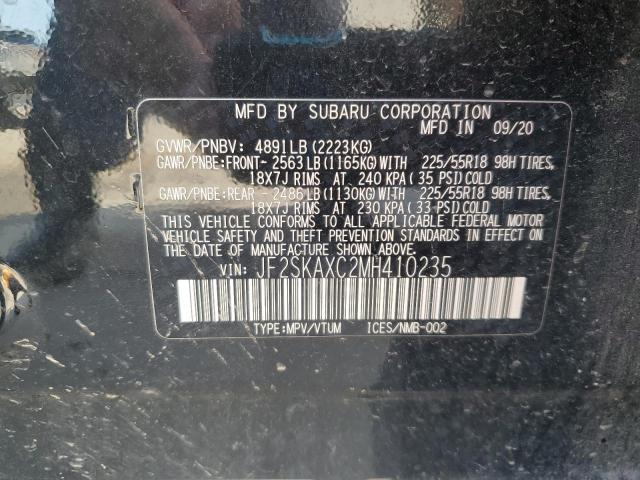 JF2SKAXC2MH410235 - 2021 SUBARU FORESTER TOURING BLACK photo 12