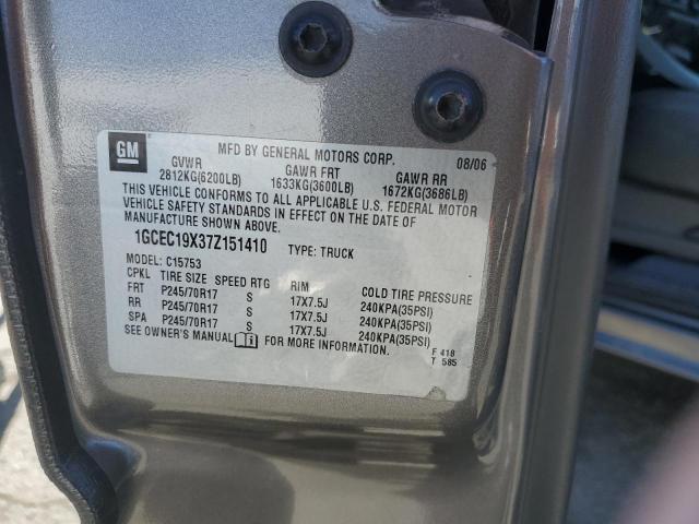 1GCEC19X37Z151410 - 2007 CHEVROLET SILVERADO C1500 CLASSIC GRAY photo 12