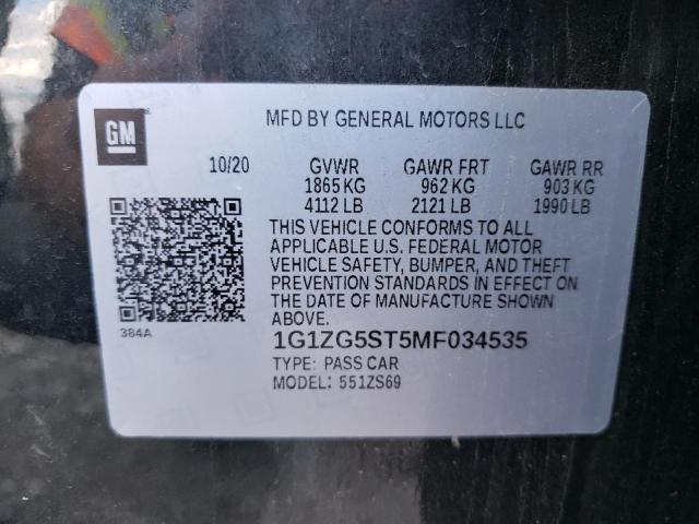 1G1ZG5ST5MF034535 - 2021 CHEVROLET MALIBU RS BLACK photo 13