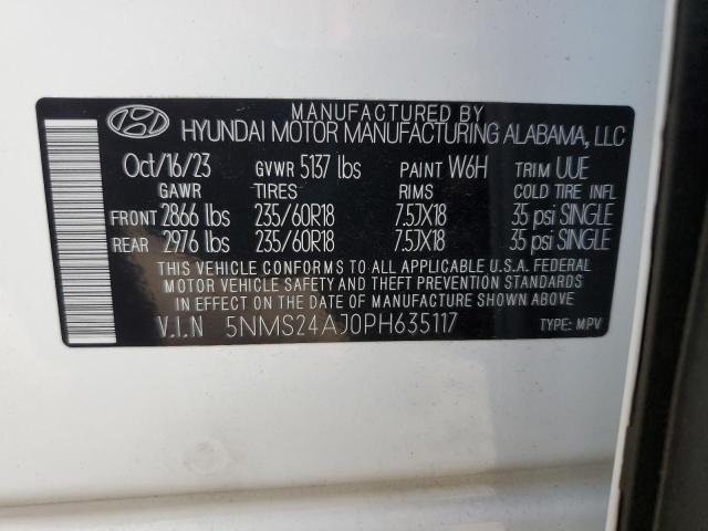 5NMS24AJ0PH635117 - 2023 HYUNDAI SANTA FE SEL WHITE photo 13