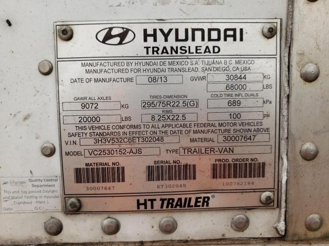 3H3V532C6ET302048 - 2014 HYUNDAI DRY VAN WHITE photo 10