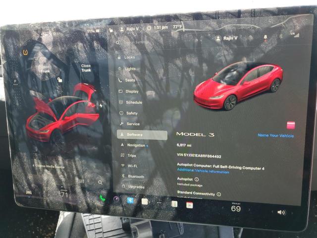 5YJ3E1EA8RF864492 - 2024 TESLA MODEL 3 Qırmızı foto 9