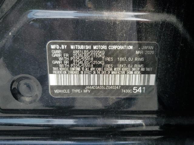 JA4AD3A35LZ040247 - 2020 MITSUBISHI OUTLANDER SE შავი ფოტო 12