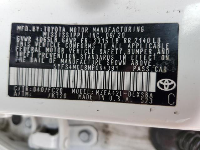 5YFS4MCE8MP064391 - 2021 TOYOTA COROLLA SE WHITE photo 13