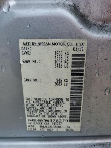 1N4BL4BV7MN378279 - 2021 NISSAN ALTIMA S SILVER photo 12