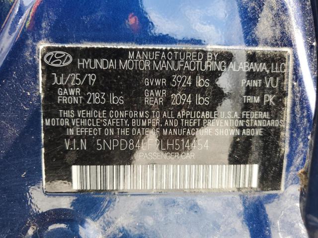 5NPD84LF9LH514454 - 2020 HYUNDAI ELANTRA SEL BLUE photo 13