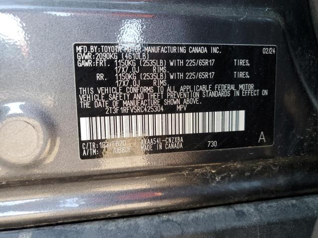 2T3F1RFV5RC425304 - 2024 TOYOTA RAV4 LE ნაცრისფერი ფოტო 13