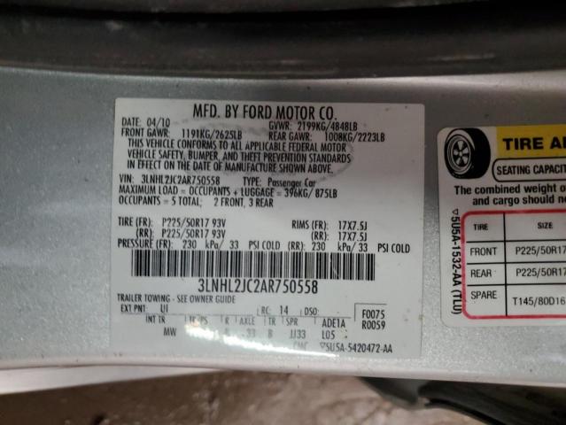 3LNHL2JC2AR750558 - 2010 LINCOLN MKZ SILVER photo 12