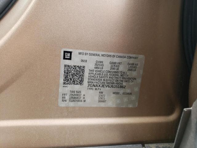 2GNAXJEV6J6351862 - 2018 CHEVROLET EQUINOX LT 棕色 照片 13