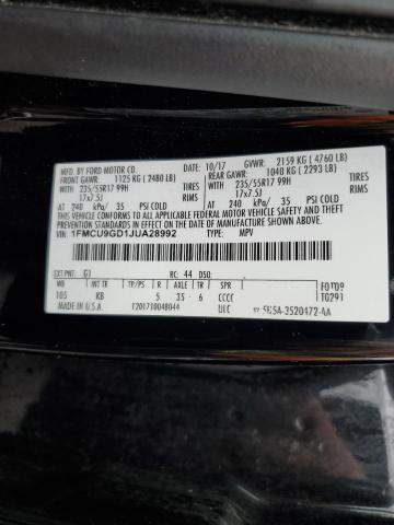 1FMCU9GD1JUA28992 - 2018 FORD ESCAPE SE أسود صورة 13