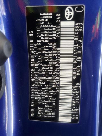 5YFS4RCE7LP037288 - 2020 TOYOTA COROLLA SE 蓝色 照片 12